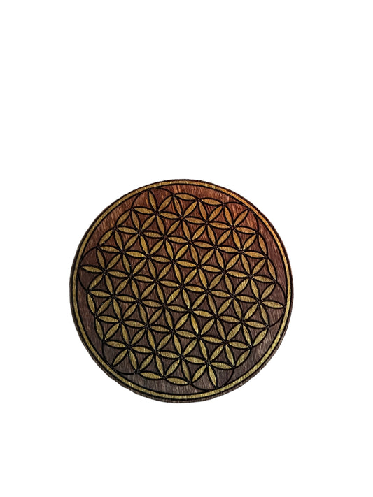 Flower of Life Birch Wood Artisan Grid - For the Love of Natural Living, LLC 