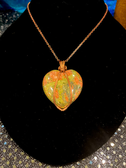 Unakite “Balanced Vision” Heart Pendant-Large - For the Love of Natural Living, LLC 